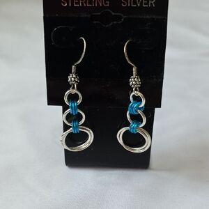 Silver and Blue Loop Earrings
